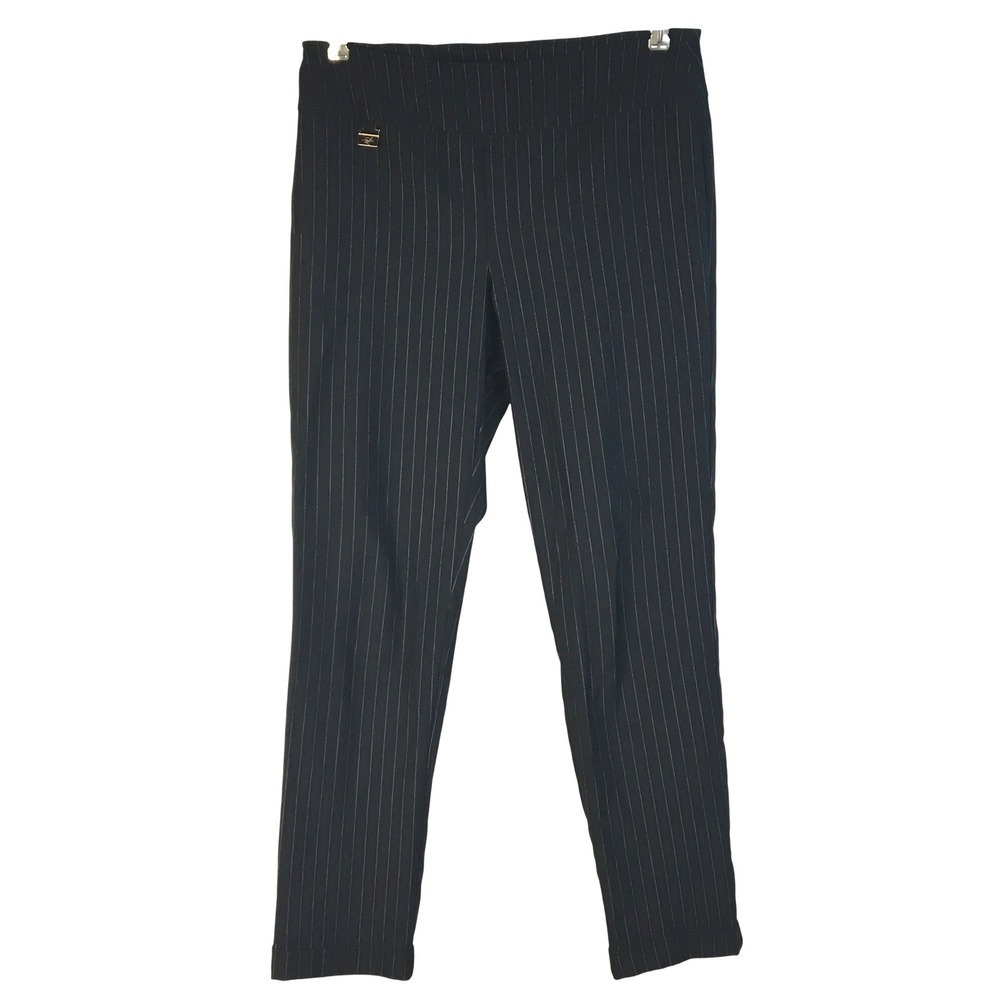 Lisette Black Pinstripe Tailored Dress Pants Cuffed Ankle Women's Size 8